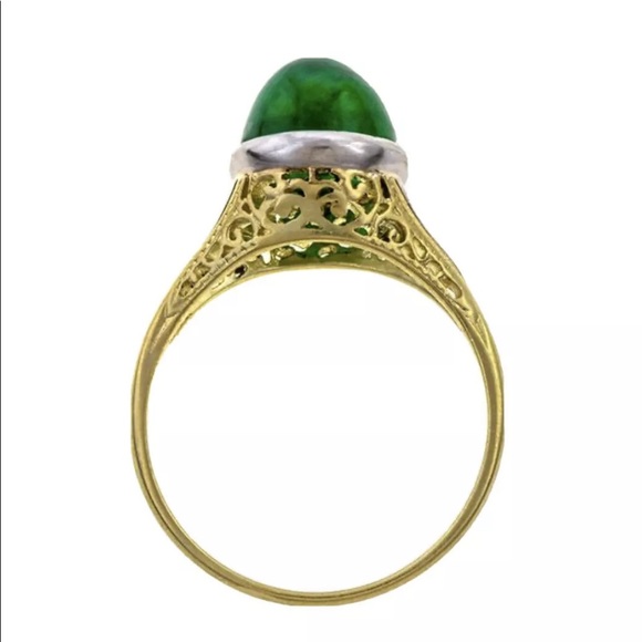 Art Deco Emerald Cabochon Ring - Picture 13 of 13